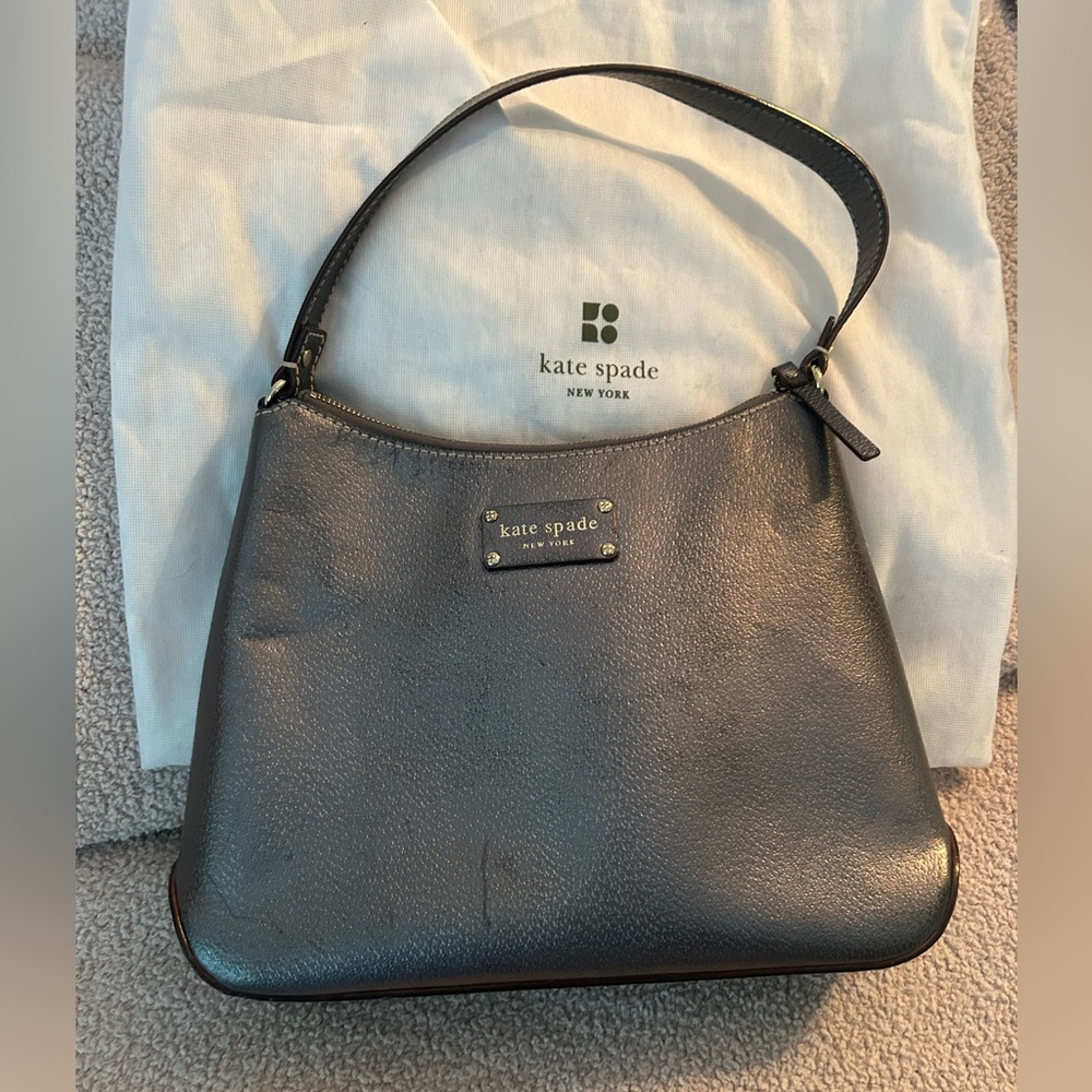 Kate Spade pewter metallic hobo purse
